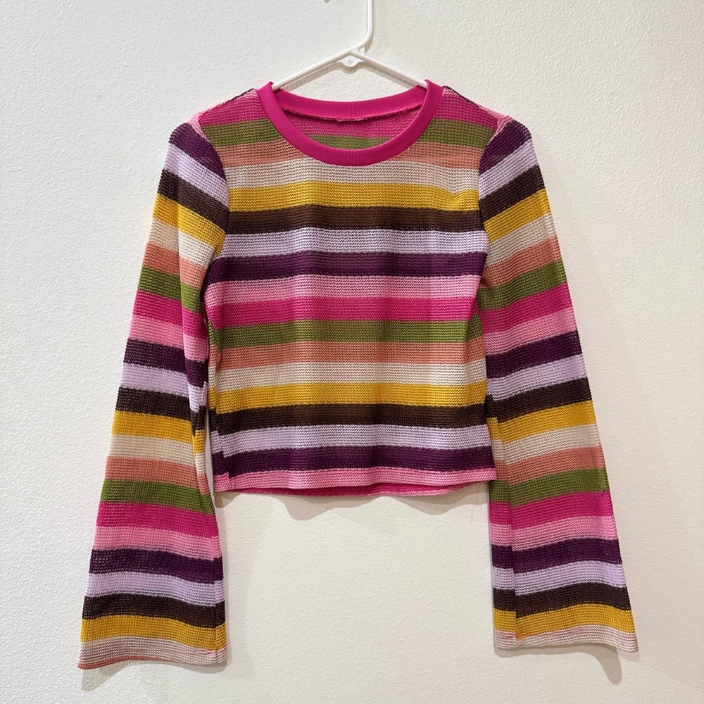Striped Long Sleeve Knit Top